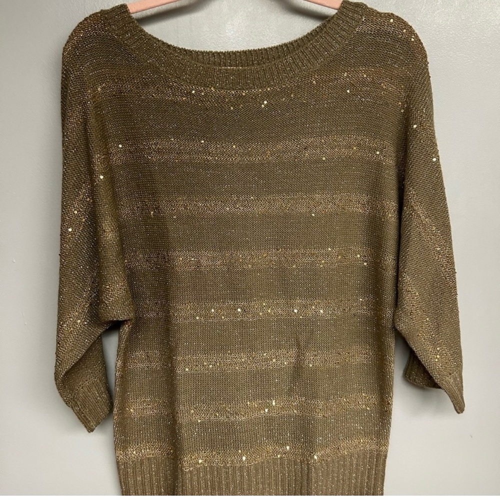 EUC | New Direction Lightweight Caramel Sequins Sweater | Size Medium